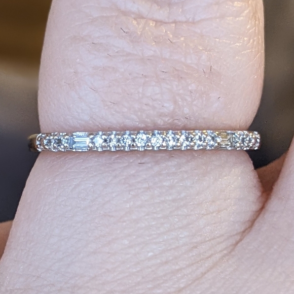 Michael Hill Jewelry - 10K White Gold Round And Emerald Cut Diamond Half Eternity Ring